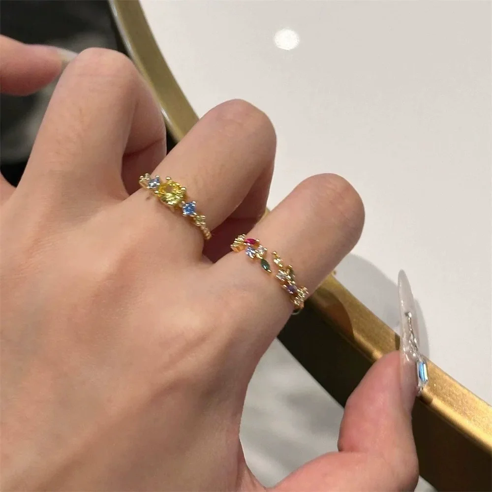 925 Sterling Silber Bunter Vierblättriger Blütenblatt-Ring für Damen Leichter Luxus, Hochwertig, Trendiger Modeschmuck Geschenke – Detail 8