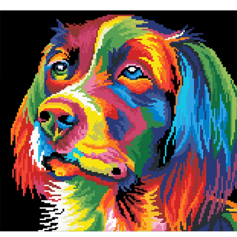 

2025 Новый стиль, красочный собачий принт, набор для вышивки крестом, абстрактное искусство, живопись, 11CT, набор для вышивания, рукоделие, вышивка своими руками