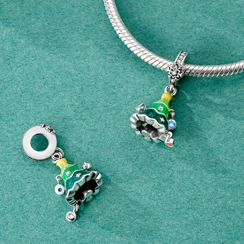 925 Sterling Silber Charm Weihnachtsmann Rentier Schneemann Winter Perlenanhänger Passend für Original Armband Armreif Luxus Schmuck – Detail 21