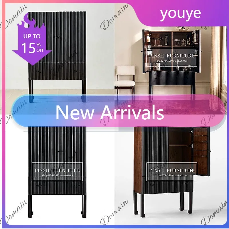 Nordic American Modern Solid Wood Wine Cabinet Italian Light Luxury Carved Tall Sideboard Storage Cabinet X80