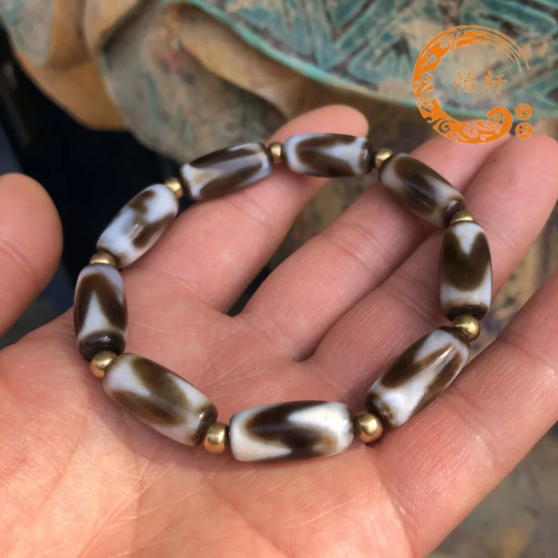 Natural Tibet Genuine Small Tiger Tooth Bracelet Old Agate Chalcedony Tibetan Accessories Stone Chain