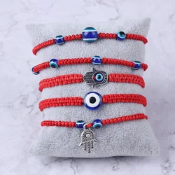 Turkish Evil Eye Bracelet Unisex Handwoven String Adjustable Braclet Classic Fatima Hand Braslet Valentines Day Gift Red Pulsera