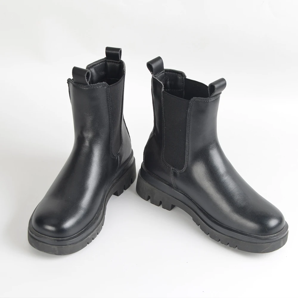 Winter Knight Boots Slip on Women's Boots Round Toe Mid Heeled Water Proof Fashion Boots Motorcycle Boots Black White Bota Mujer