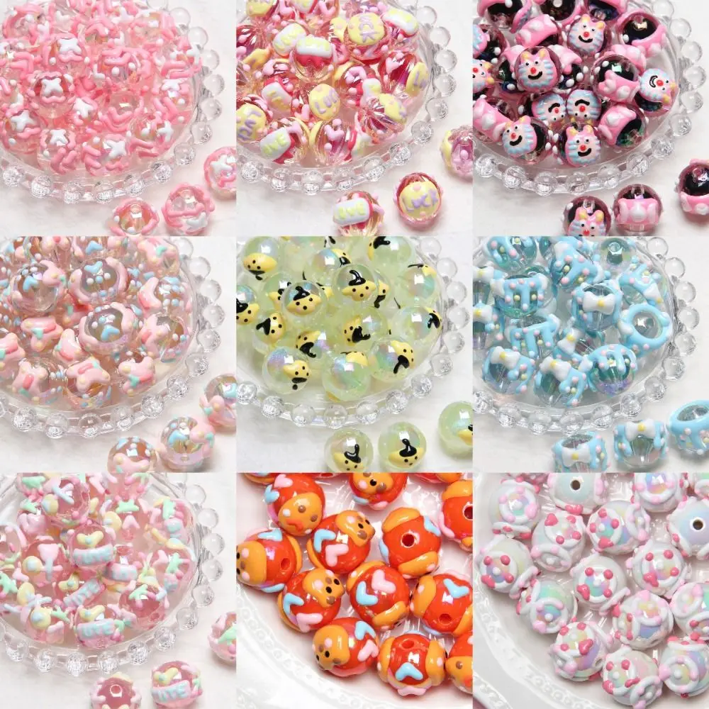 

Creative 10Pcs Heavy Oil Hand Painted Beads DIY Universal Spacer Beads 18mm Detachable Acrylic Beads Phone Lanyard