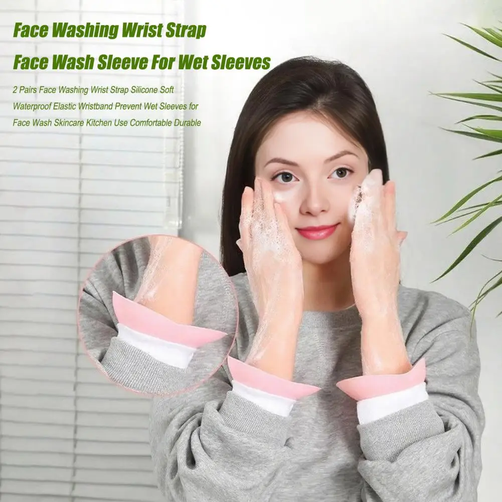 

2 Pairs Waterproof Wrist Sleeves Silicone Arm Guards for Face Washing And Kitchen Cleaning Reusable Splash Protection Cuffs