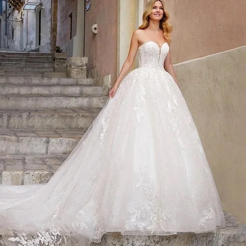 

Customize Wedding Dress Women New Sexy Classy Strapless Appliques Embroidery Backless Wedding Gown Vestidos De Novia