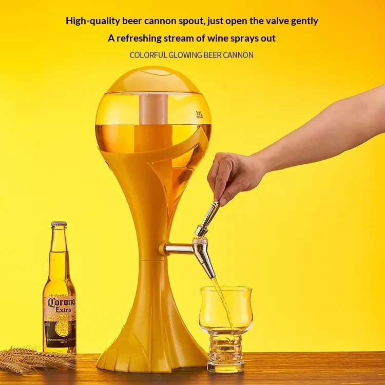 Portable 3L Plastic Beer Tower Pump Summer Party  Draft Beer Cold Drink Tower Electric Juice Beverage Dispenser Customizable
