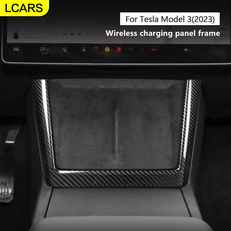 

LCARS-Carbon fiber wireless charging frame, suitable for Tesla Model 3, Tesla car stickers, new vehicle interior products