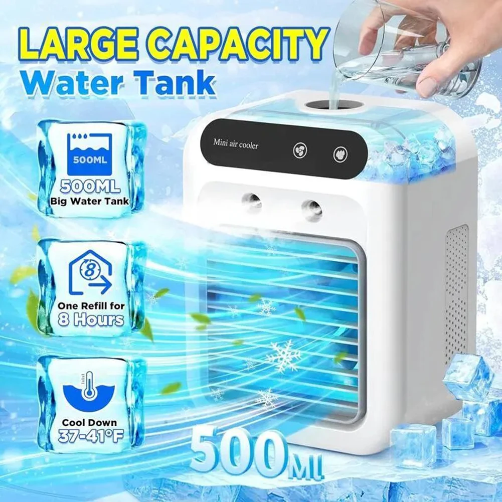 Portable Desktop Air Conditioner Fan, Low Noise, Powerful Humidifier And Cooling Function, USB Charging, Air Cooler For Bedroom