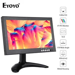 Eyoyo 8“ CCTV Security camera Monitor 720P IPS Display Screen VGA/AV/BNC/SPEAK PC Screen Portable LCD Display Monitors