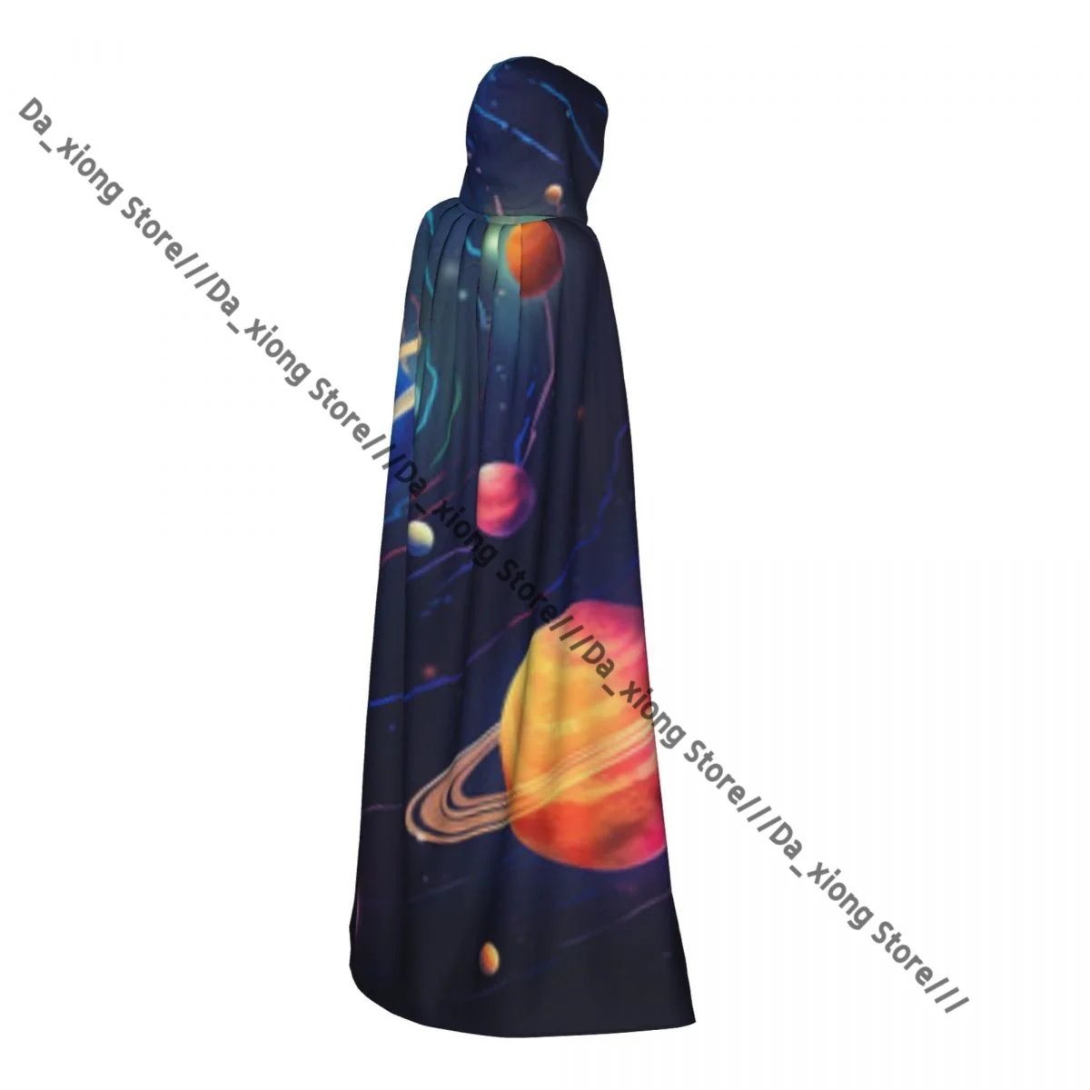 Unisex Halloween Cloak Solar System With Planets Stars Galaxies Cape Hooded Medieval Costume Witch Wicca Vampire