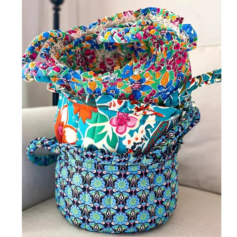 Sweet Floral Women\'s Bento Handbags Retro Patchwork Ladies Tote Shoulder Bags Retro Flower Female Storage Shopper Bag Purse