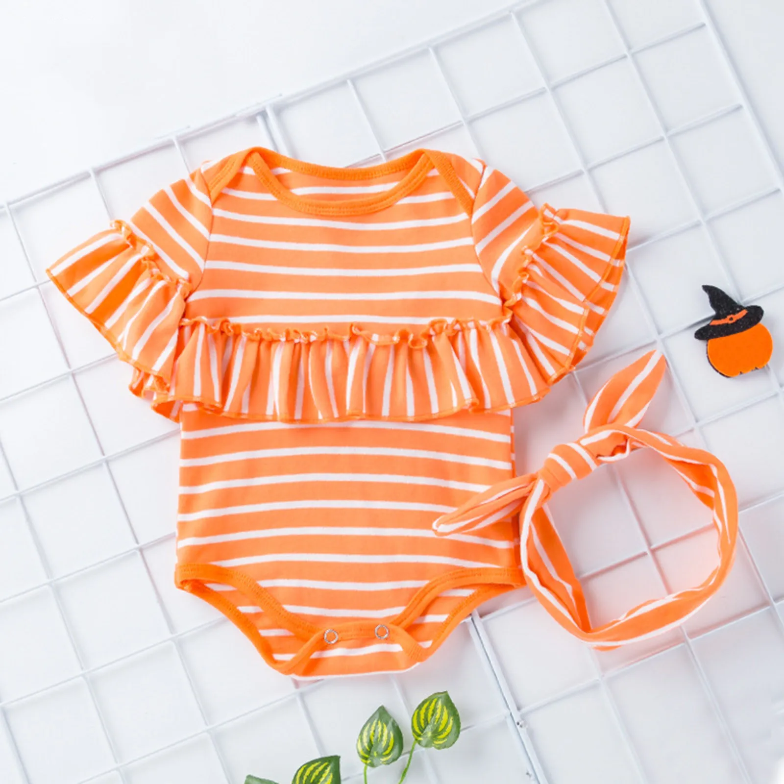 Infant Boys Girls Romper Romper Short Sleeve Ruffles Srtipe Jumpsuit Newborn Bodysuits Clothes Summer Infant Bodysuit 2024 New