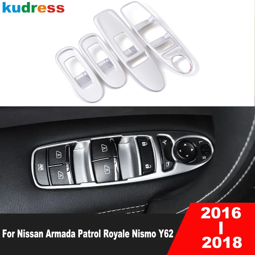

Car Inner Window Lift Switch Button Panel Cover Trim For Nissan Patrol Armada Royale Y62 2016-2018 Matte Interior Accessories