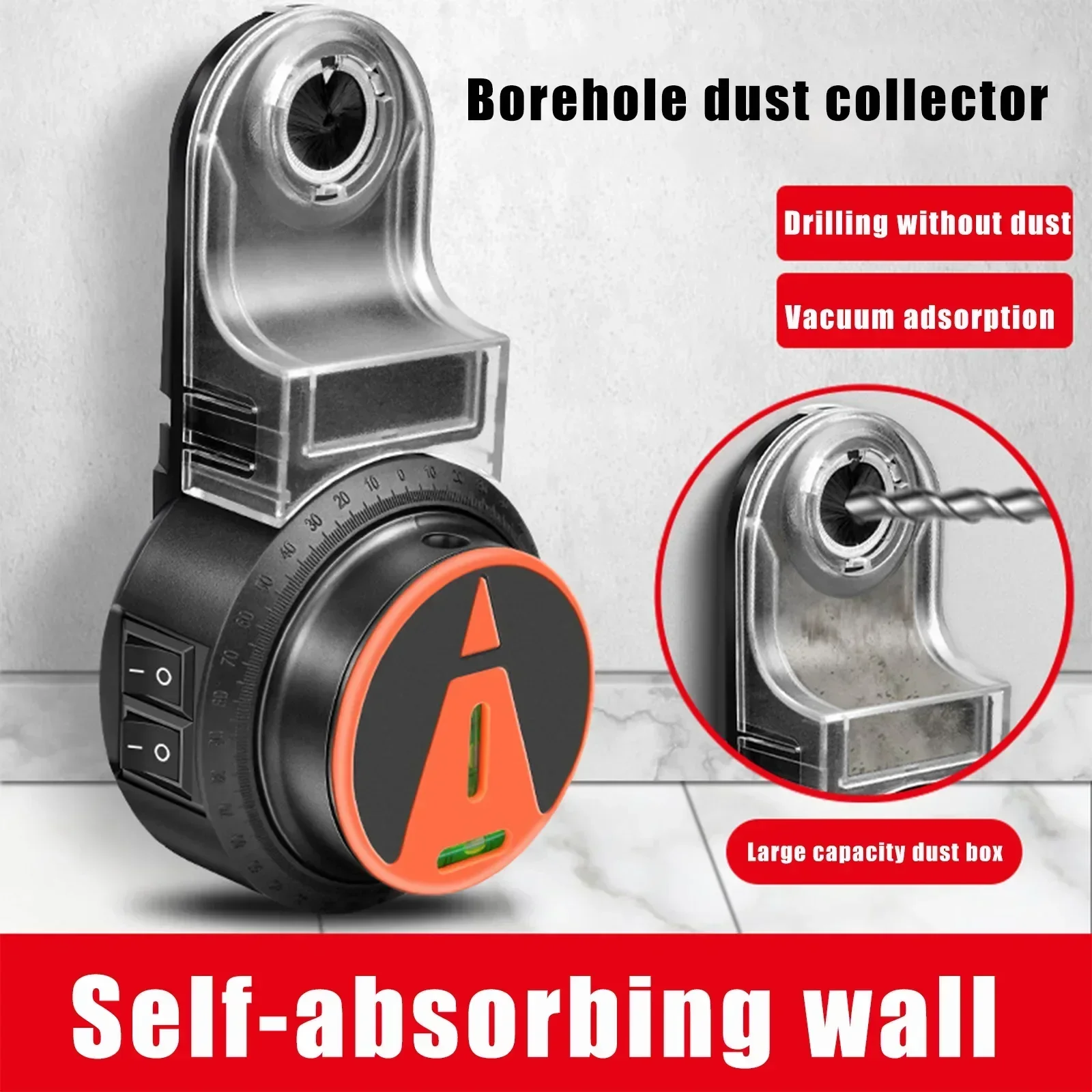 Electric Drilling Dust Collector 360° Laser Level 2 In 1 Wall Suction Vacuum Drill Dust Collector Dust Cleaning Tools Dropship