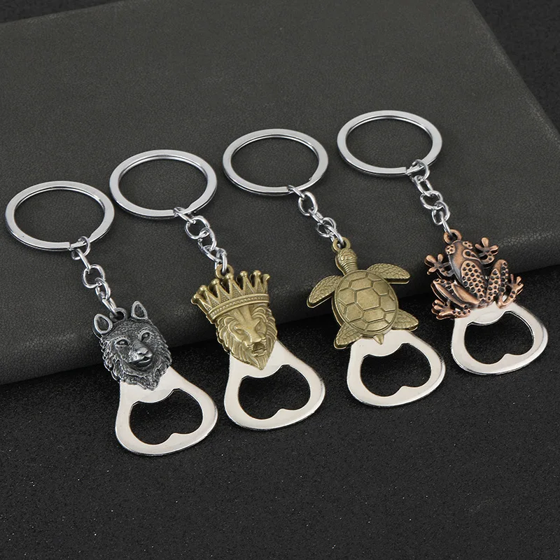Frog Wolf Turtle Bottle Opener Pendant Mini Pocket Metal Lion Keyring Metal Keyholder Beer Bottle Opener Keychain