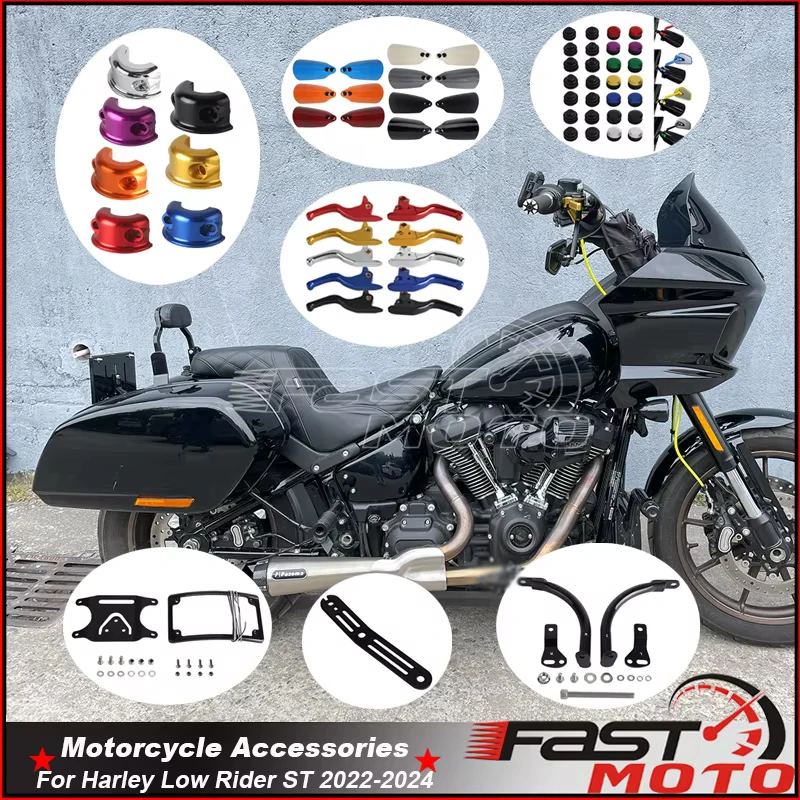 

For Harley Softail Low Rider ST 117 FXLRST 22-24 Rear Saddlebag Mount Support Bracket Handguard Brake Clutch Lever Control Lever