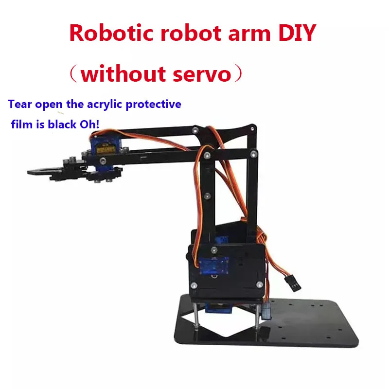 SG90 MG90S Robotic Robot Arm DIY Loose Parts Learning Kit Acrylic Creator Set Single Claw Without Servo Black