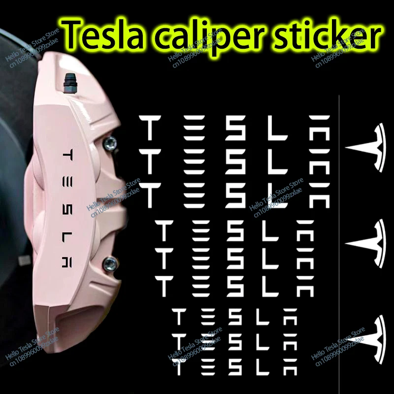 9PCS Car Brake Caliper Sticker Heat Resistant Decal Decoration PVC Sticker Decal Auto Accessories For Tesla Model 3 X S Y P100D