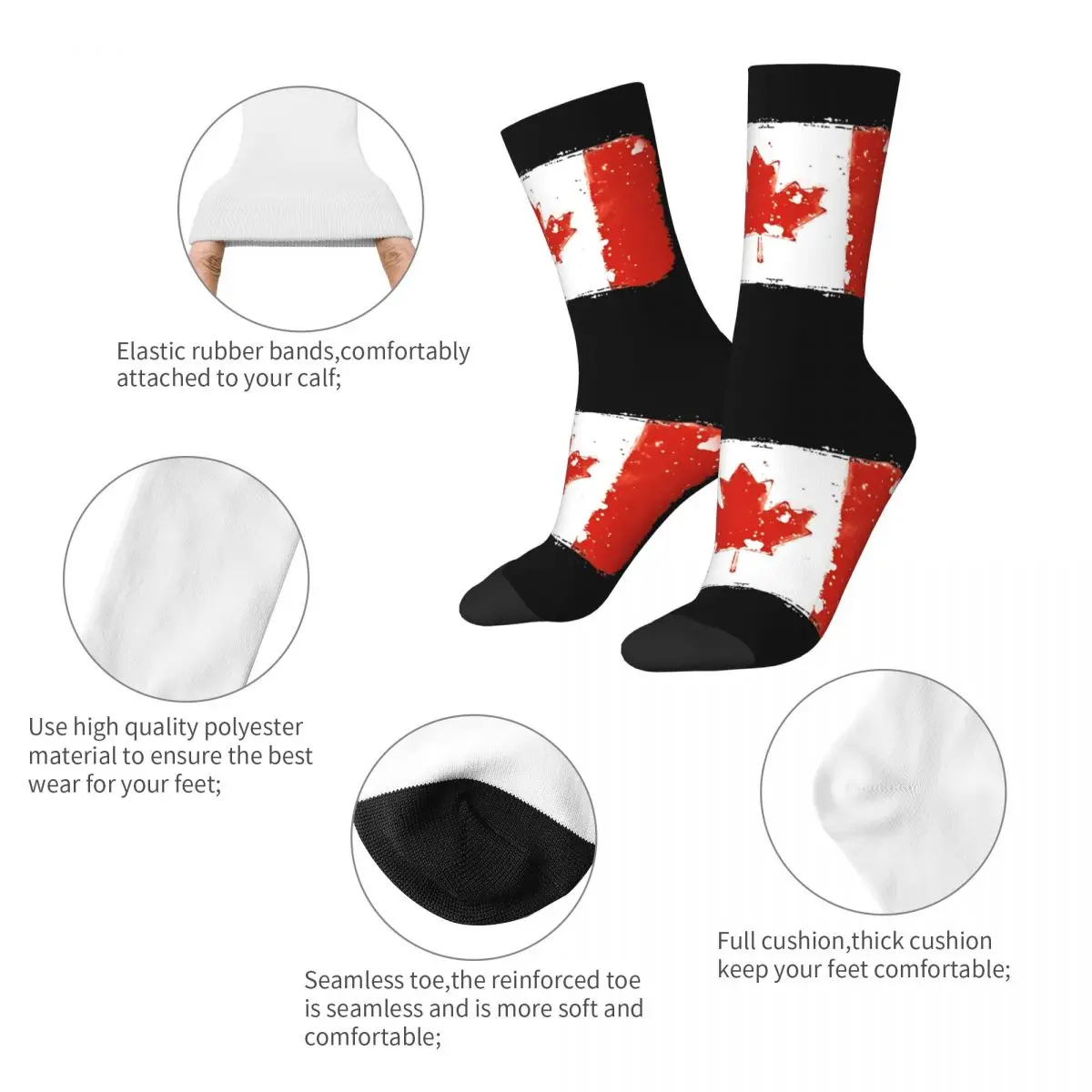 Men Socks Canada Flag Canadian Flag Splat Stockings Autumn Elegant Breathable Socks Pattern Outdoor Sports Non-Slip Socks