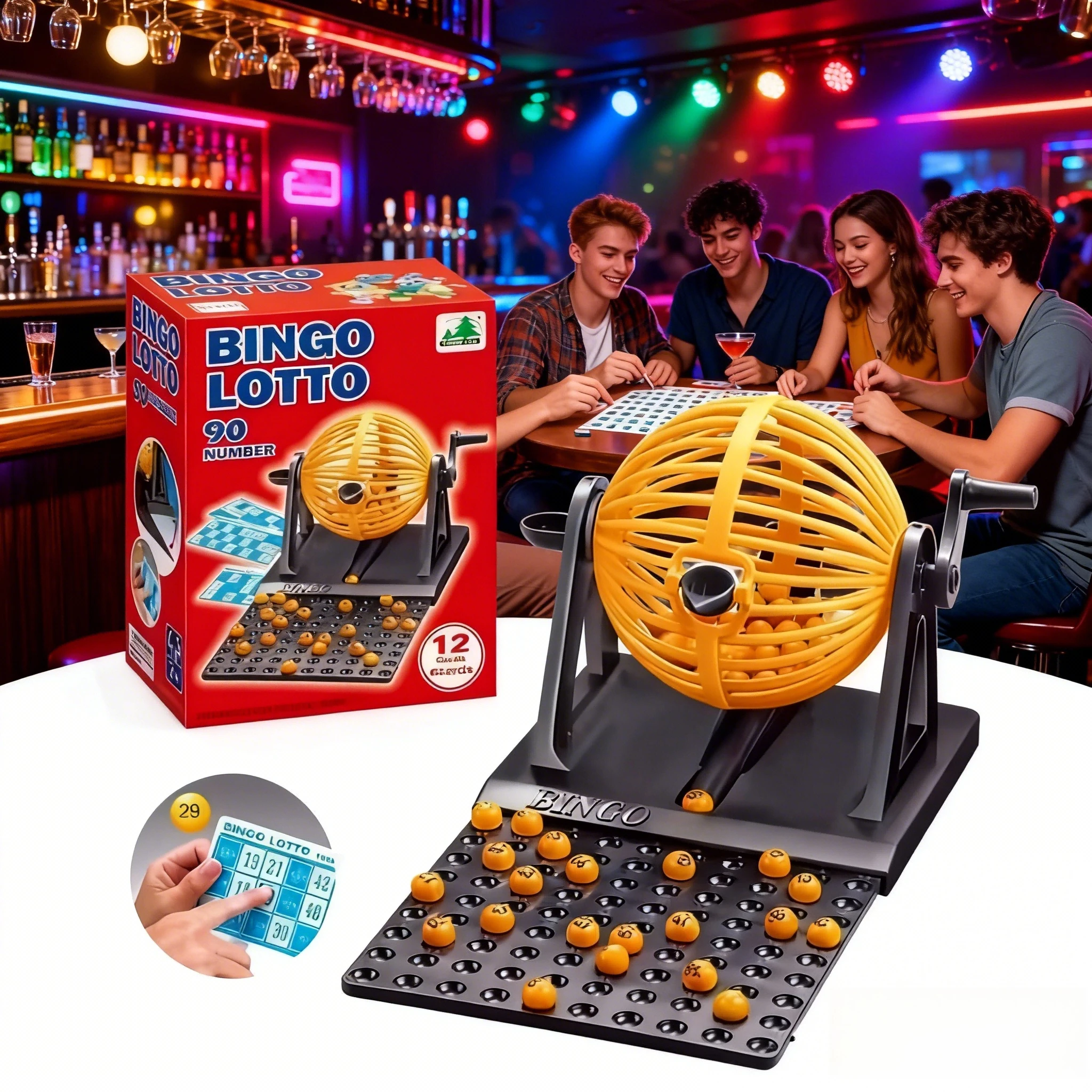 

Party Props Bingo Chips Toys Bingo Game Set Lottery Machine Mini Chips Adault Toys Pretend Play Party Bingo Game Machine