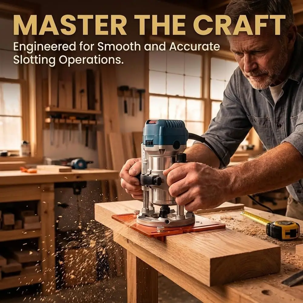 Thickened Wood Slotting Router Plate Adjustable with Dual Scale Slotting Guide Bracket Straight Grooves Multi-Hole