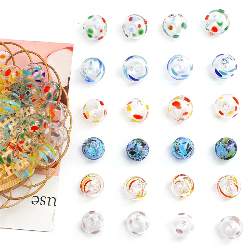 

1Pcs 14mm Cute Hand Painted Hollow Oil Drop Glass Beads Suitable For DIY Jewelry Making Bracelets Necklaces Earring Accessories
