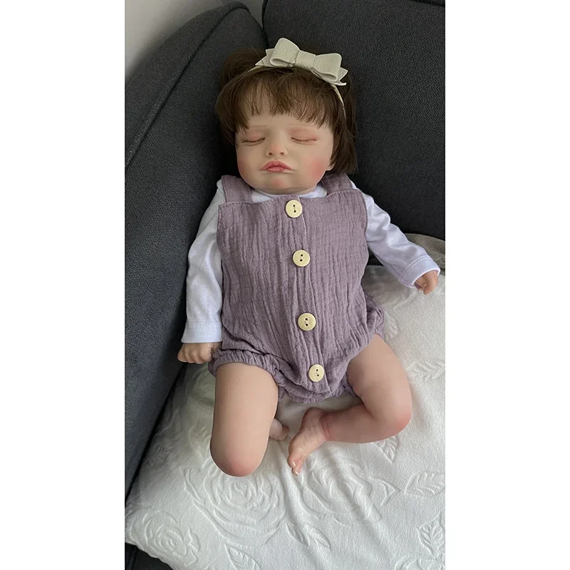 

49cm Reborn Baby Dolls 3D Skin Visible Veins Reborn Sleeping Baby Doll Girl Rosalie with Hand-Rooted Hair and Gift