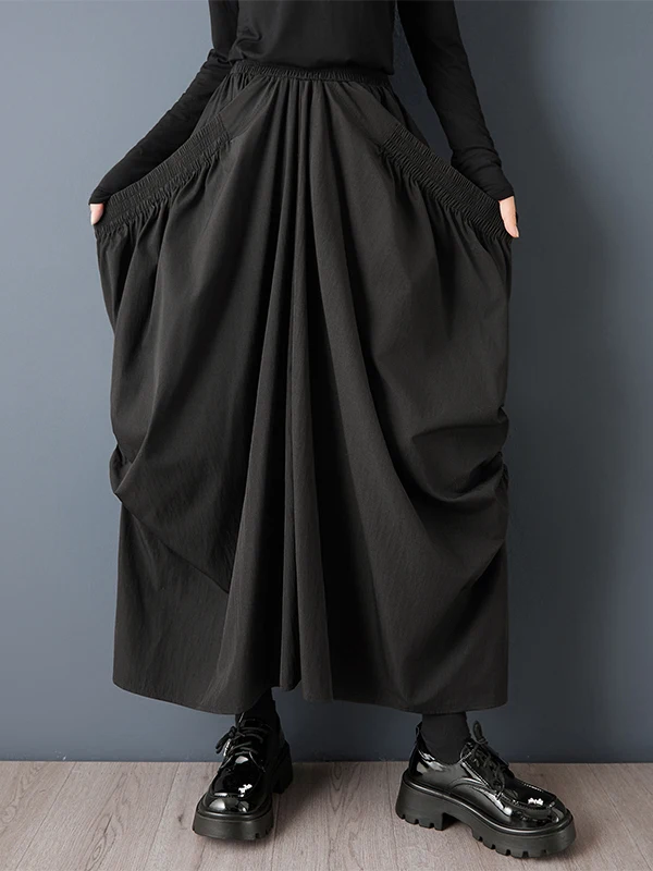Modna asymetryczna spódnica damska z elastyczną talią, plisowana, z wysokim stanem, w kształcie litery A, codzienna spódnica z wysokim stanem.