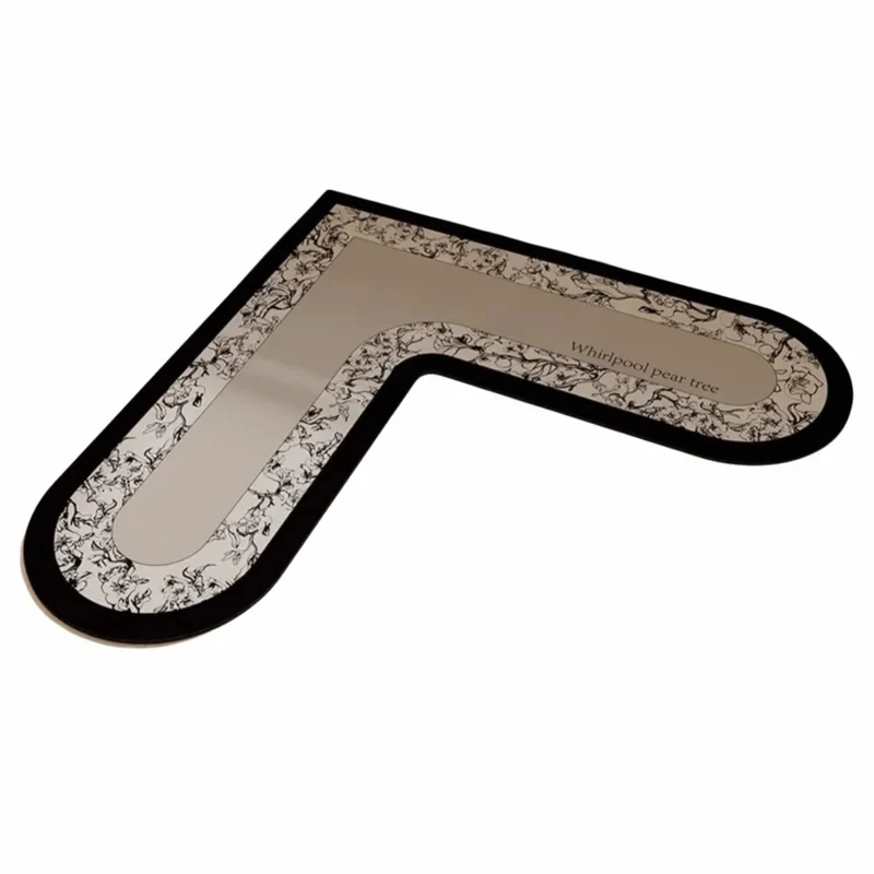 VIKAMA L Shaped Kitchen Floor Rug Water Absorbent Oil Proof Non-Slip Soft Carpet Easy Clean Waterproof Runner Mat