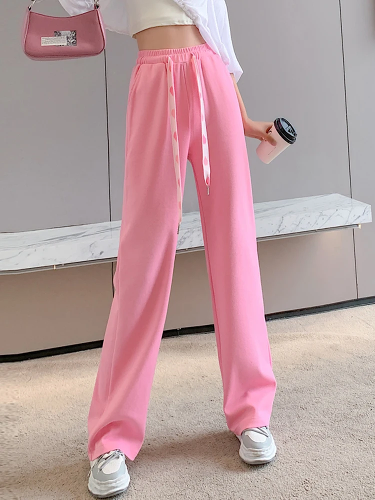 

Drawstring Pants Women 2023 New Fashion Spring Loose Wide Leg Pants Women Chic Casual Straight Full Length Y2k Pants