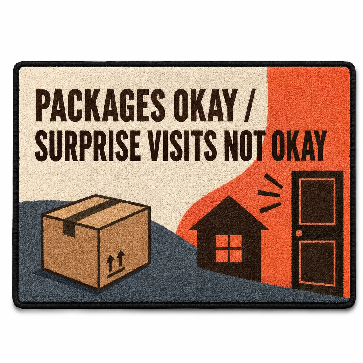 Personalized Funny Doormat Packages Okay Surprise Visits Not Okay Polyester Entrance Rug for Apartment Hallway Front Door Rug