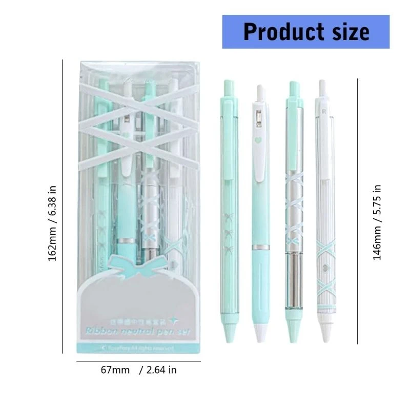 T5EA 4 PCS Ballet Strap Bows Gel Pen Press