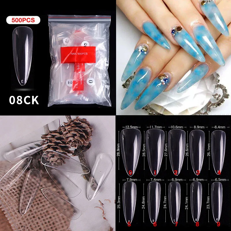 500/600 pçs/saco cobertura completa unhas falsas claro/natural imprensa em unhas conjunto profissional dicas de unhas falsas salões de arte e casa ferramenta diy