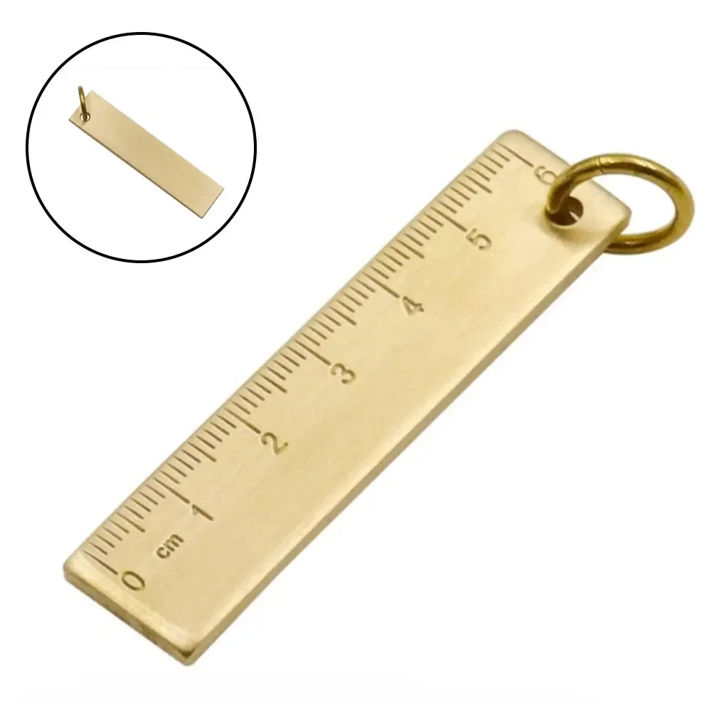 Measuring Tool Ruler Drafting Supplies 6cm Copper Hardware Key Pendant Metal Number Plate Small Straight Ruler