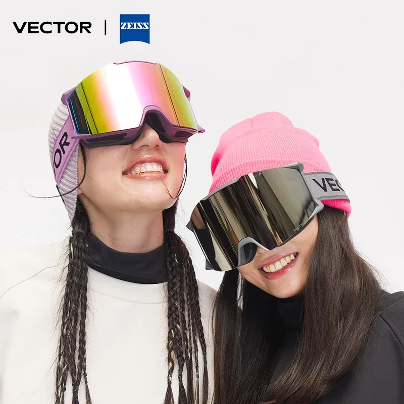 

VECTOR Adult Curved Column Exchange Double Lens Zeiss Snow Glasses UV400 Ski Goggles Double Layers Anti-fog Snowboard Men Women