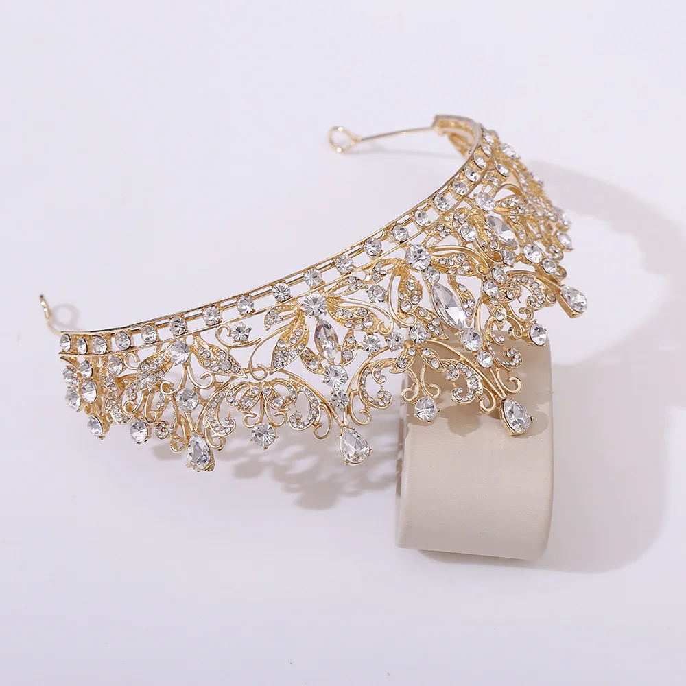 Luxury Floral Crystal Wedding Crowns Cubic Zirconia Tiaras Handmade CZ Bridal Headdress Diadems Birthday Party Hair Accessories