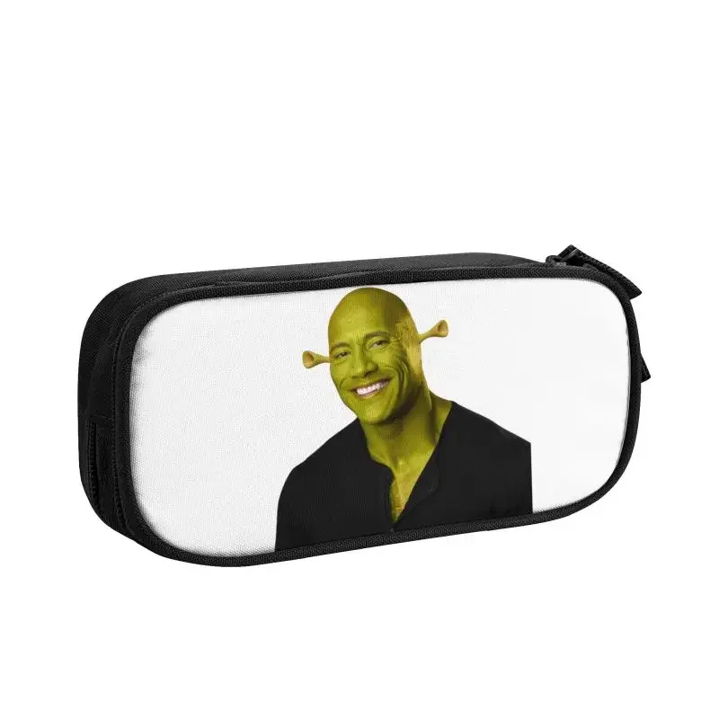 Cute The Rock Dwayne The Shrek Pencil Cases For Girls Boys Large Storage American Actor Johnson Pencil Pouch School Supplies