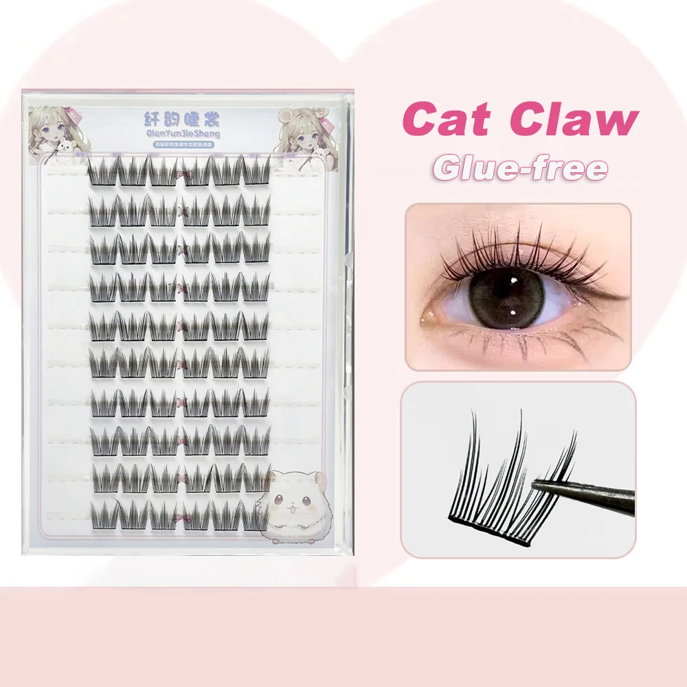Sunflower Großpackung Klebefreie Falsche Wimpern, 60-100 Bündel Klebefreie Lazy Eyelashes, Natürlich Einfach 3-Schritt-Anwendung für Anfänger