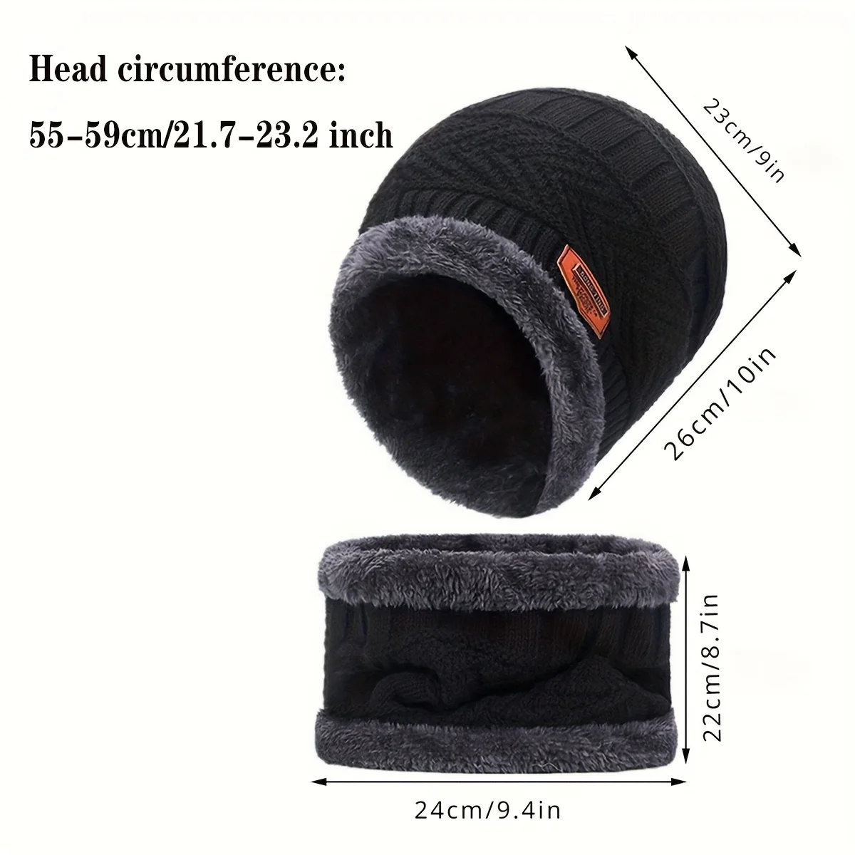 3-Piece Winter Warm Men's Knitted Hat Scarf Neck Cover Gloves Thickened Touch Screen Set Suitable for Student Sports