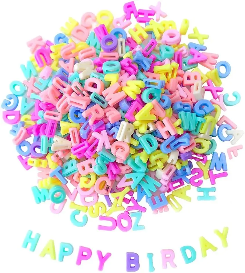 900Pcs 9x12mm A-Z Alphabet Letter Shape Beads for Jewelry Making Bracelets Necklaces Key Chains Shoelaces Crafts Party Decor