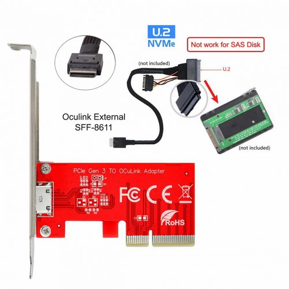 PCIE External Oculink SFF-8611 SF-8612 To PCI-E 3.0 X4 Adapter Adapter Card