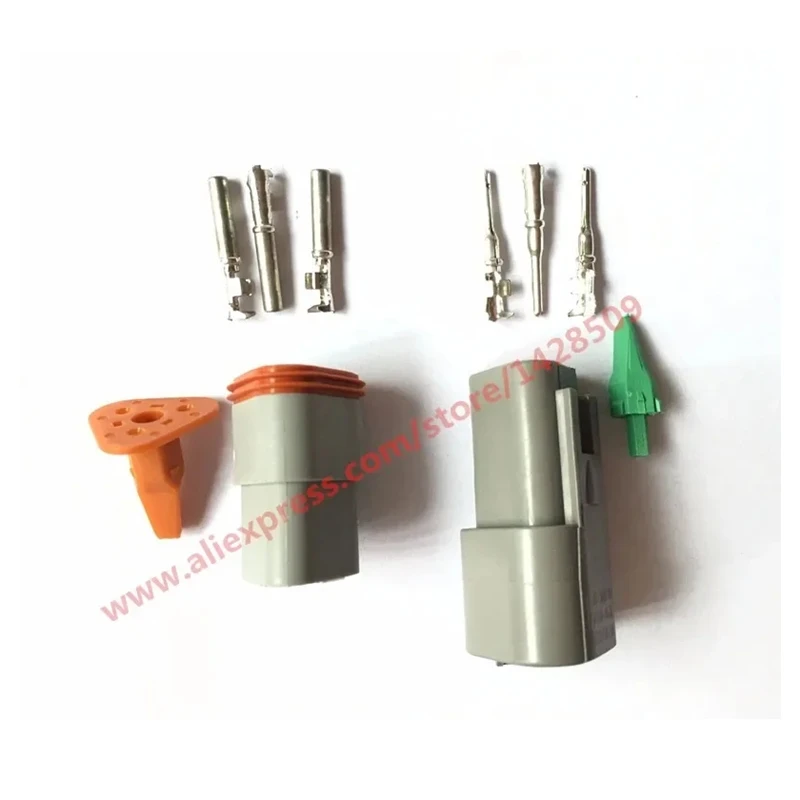 1 Set 3 Pin Female Male Waterproof Electrical Wire Connector Plug Deutsch Enhanced Seal Shrink Boot Adapter DT06-3S DT04-3P
