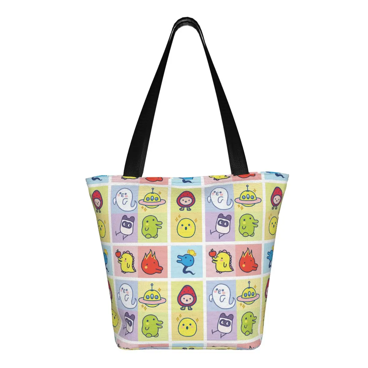 

Тамагочи персонаж коллаж сумка для покупок холст большая вместительная сумка на плечо шоппер продуктовая сумка для женщин