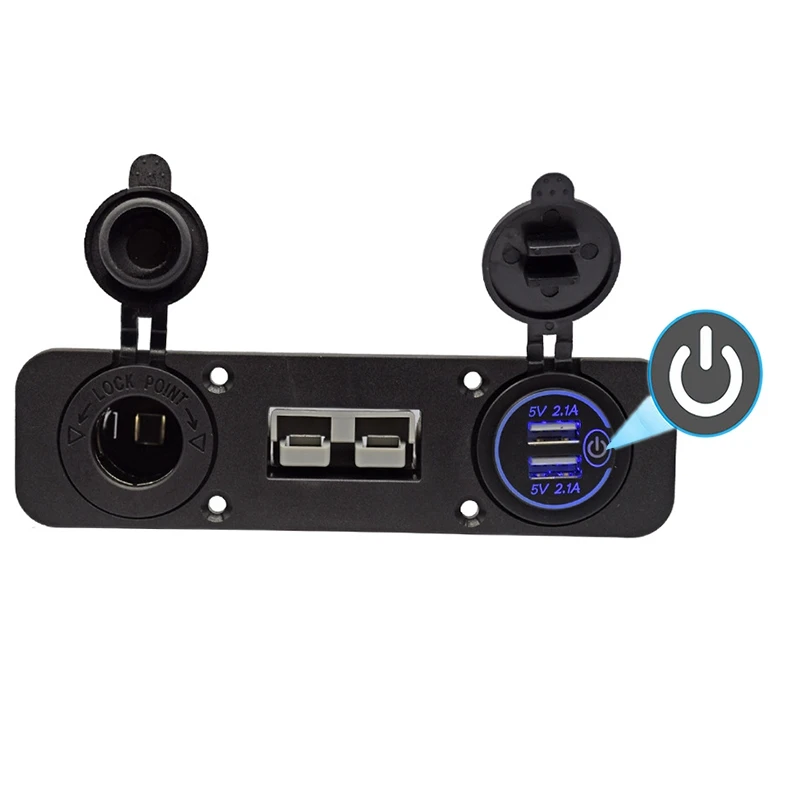 Flush Mount Anderson Plug Socket Double USB Charger Socket W/C-Igarette Lighter Panel For Caravan Camper Boat Truck