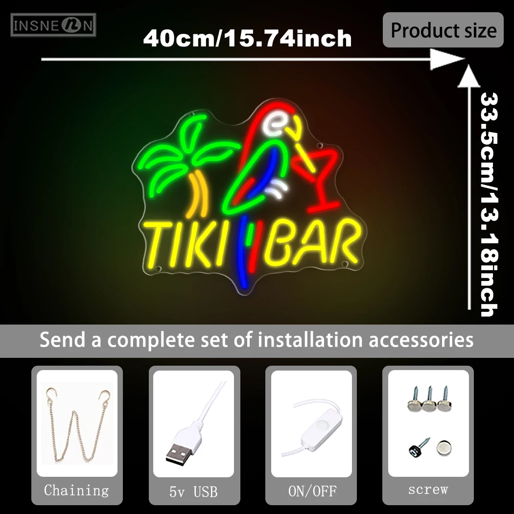 Tiki Bar Neon light LED signboards For Bars Party Restaurant Drink Bars Bistro Club Neon Advertising Cocktail Wall Decor lights