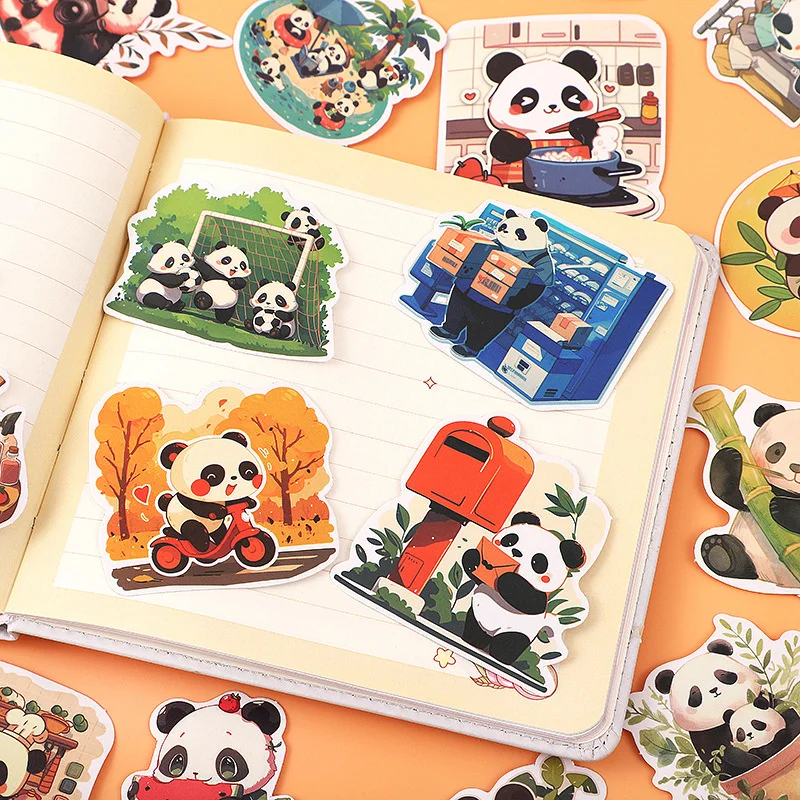 55 pçs dos desenhos animados panda adesivos à prova dwaterproof água personalidade bonito decorativo copo de bagagem portátil telefone guitarra skate adesivos