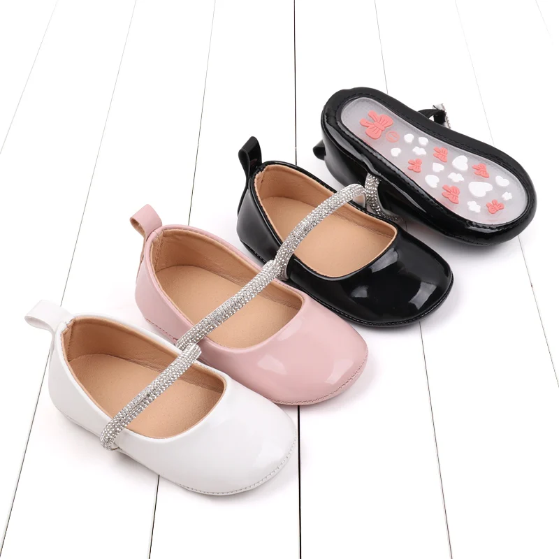 2025 nuova moda primavera bambino principessa scarpe infantili ragazze 0-18M bambino partito lucido Mary Jane stile PU TPR di alta qualità BBW3179