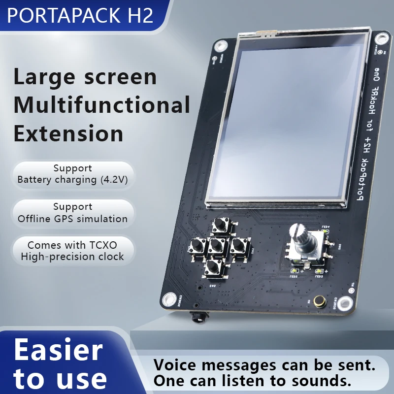 PORTAPACK H2 Touch Screen Expansion Board for HackRF One, Battery Charging, TCXO Clock, Audio Input Output, TF Card Slot