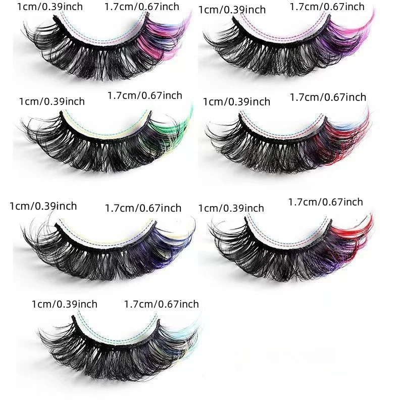 7 Paar heiß verkaufte dicke und lockige europäische und amerikanische Bühnen-Make-up-Augenendfarbe gemischte flauschige falsche Wimpern